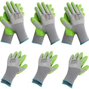 WORKPRO 6 Pairs Garden Gloves, Work Glove with Eco Latex Palm Coated, Working Gloves for Weeding, Digging, Raking and Pruning(L)