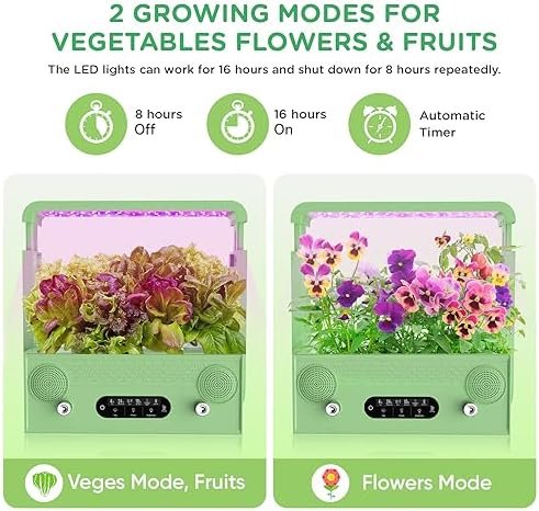 NOVIIML s Growing System 7 Pods Kitchen Herb Garden Indoor Kit with Grow Light, Bluetooth Speaker, Automatic Timer, Plant Germination Kits Countertop Garden for Gifts Healthy Vegetables - Image 5