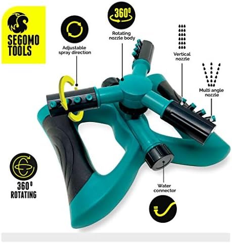 Segomo Tools 2 Pack 360 Degree Automatic Rotating Garden Sprinkler | Lawn Sprinkler | Yard Sprinkler | Lawn Watering Sprinkler | Sprinklers for Yard | Rotating Sprinklers for Yard - Image 3