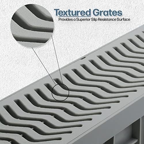 Source 1 Drainage Trench and Driveway Channel Drain with Concrete Grey Grate, 3-Pack - Image 3
