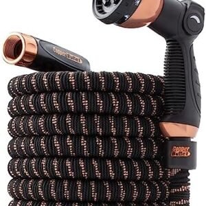 Pocket Hose Copper Bullet With Thumb Spray Nozzle AS-SEEN-ON-TV Expands to 75 ft, 650psi 3/4 in Solid Copper Anodized Aluminum Fittings Lead-Free Lightweight No-Kink Garden Hose