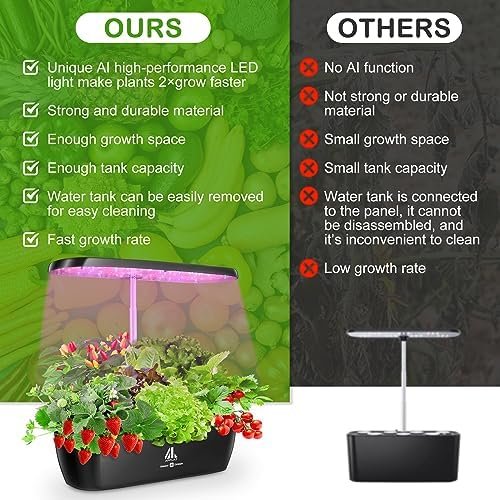 Hydroponics Growing System,12 Pods Indoor Garden Plant Germination Kit with Smart AI LED Grow Light,Auto Timer with Silent Powerful Pump,Adjustable Height for Home Office,No WIFI Function and APP - Image 5
