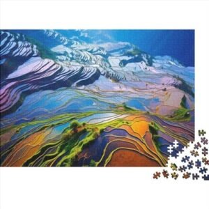Stepped Fields 500 Pieces Wooden Jigsaw Puzzle for Intellectual Development - Fun Challenge Casual Game Toys Removing Work Stress - Terracing Puzzles Game for Boredom 500pcs (52x38cm)