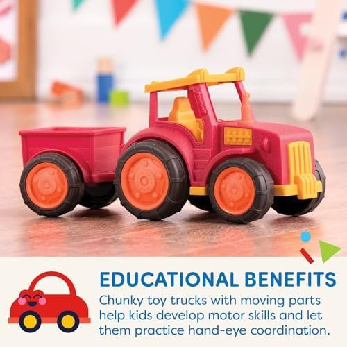 Battat- Wonder Wheels- Red Toy Tractor And Trailer – Farm Toys For Kids, Toddlers – Pretend Play - Recyclable Materials – 1 year + - Image 4