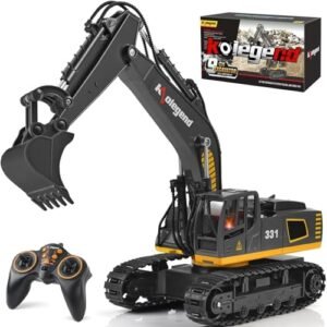 kolegend Remote Control Excavator Toy 16 Inch, 11 Channel RC Construction Vehicles Hydraulic Haulers Digger Toys Gift for 6 7 8 9 10 Years Old Kids Boys