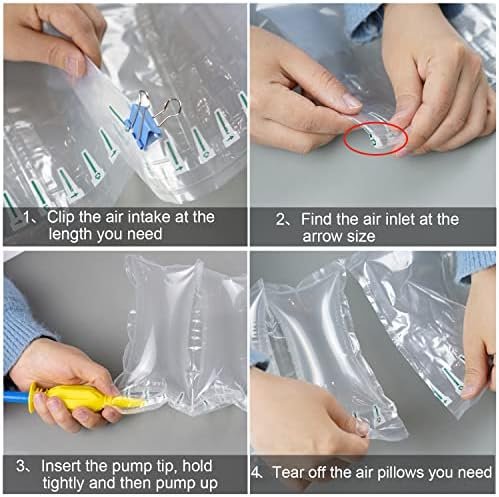 400 Count Air Pillows for Shipping with Pump Packing Boxes Void Filler Inflatable Bubble Packaging Air Bags, Recyclable Packing Materials for Moving, Purse Suffers for Shape Alternative to Peanuts - Image 5