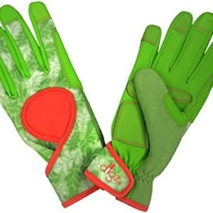 Signature High Performance Women's Gardening Gloves with Touchscreen Capable Fingertips, Green Leaves Pattern, Small