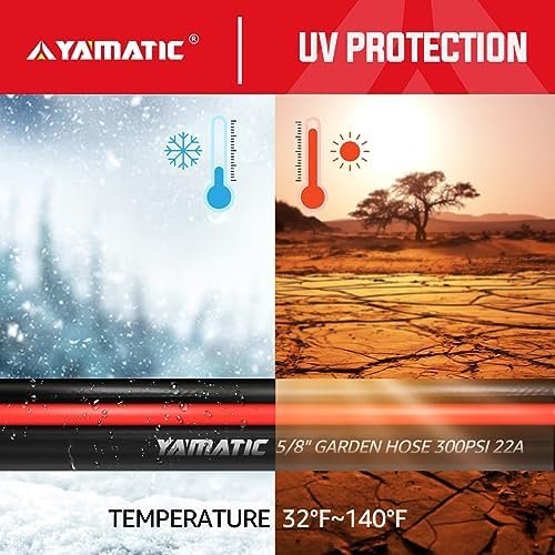 YAMATIC Garden Hose 75 ft,Ultra Durable Water hose, 5/8 inch Regular Hose with Solid Brass Connector for All-weather Outdoor, Car wash, Lawn, Black - Image 5