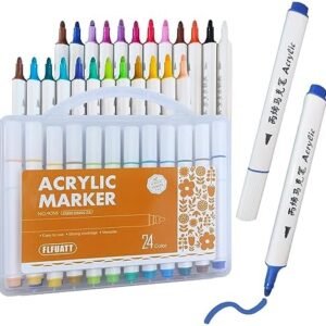 24 Colors Acrylic Paint Markers Set, Art Supplies Paint Pens, For Rock, Ceramic, Glass, Canvas, DIY Artistic Painting Creation (Single-ended)