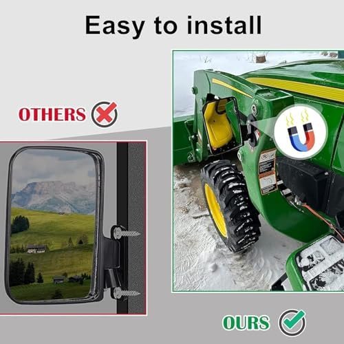 Magnetic Tractor Mirrors, Rearview Mirrors Compatible with Mahindra, Kubota, John Deere, and Lawn Mover Side Mirrors with Strong Magnets, Tractor Accessories Come Pre-Assembled. - Image 5
