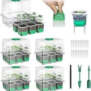 30 XL Cells Reusable Seed Starter Tray with Soft Silicone Cells, 5 Pack Seed Starter Kit for Greenhouse Propagator Station Planting Growing (Clear)