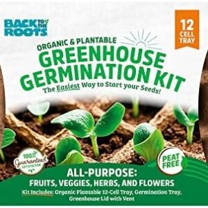 Back to the Roots 12-Cell Greenhouse Germination Kit | Includes Biodegradable Pots & Vented Greenhouse Lid | Made from 75% Recycled Plastic
