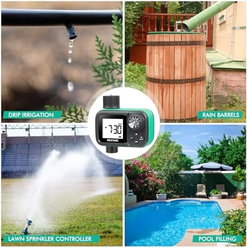 RESTMO Sprinkler Timer for Zero and Low Water Pressure, Ball Valve Hose Timer for Rain Barrel, Drip Irrigation, Outdoor Garden Faucet and Lawn Sprinkler, Automatic Digital Control and Manual Watering - Image 8