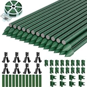 EVEAGE Garden Stakes - New Updated Solid Fiberglass 17 Inch X 39PCS DIY 3FT 4FT 5FT 6FT 7FT Tall Plant Stakes, Supporting for Outdoor Plants Vegetable Tomato Pepper Flower