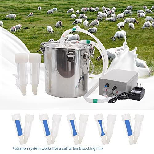 5L Goat Milking Machine Adjustable Pulsation Vacuum Electric Milker, Automatic Pulsating Vacuum Pump Livestock Milking Supplies with Stainless Bucket - Image 7