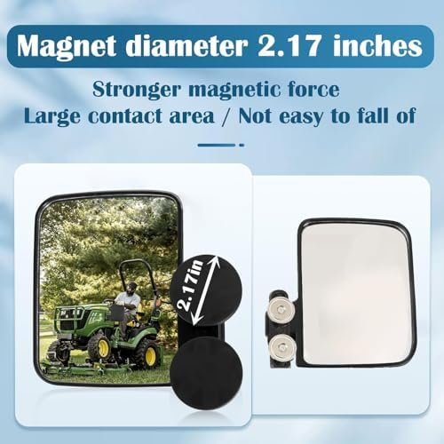 Magnetic Tractor Mirrors, Rearview Mirrors Compatible with Mahindra, Kubota, John Deere, and Lawn Mover Side Mirrors with Strong Magnets, Tractor Accessories Come Pre-Assembled. - Image 2