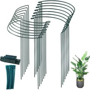 14 Pack Tall Plant Support Stakes, 10" Wide x 24" High Metal Peony Cages and Supports Rings, Plant Stakes for Outdoor Indoor Plants, Tomato, Hydrangea, Flower Garden Plant Support