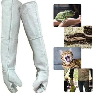 Animal Handling Gloves Bite Proof, 60cm/ 23.6In Bite Resistant Glove for Grooming, Gardening, Handling Cat/Dog/Bird/Snake/Lizard/Falcon/Reptile, Anti-Bite Protection Gloves (Grey)