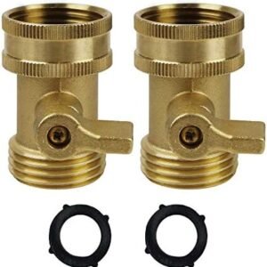 Twinkle Star Water Hose Shut Off Valve, 2 Pack Heavy Duty 3/4 Inch Solid Brass Garden Hose Connector, TWIS3003