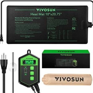 VIVOSUN 10"x 20.75" Seedling Heat Mat and Digital Thermostat Combo Set, UL & MET-Certified Warm Hydroponic Heating Pad for Germination, Indoor Gardening, Greenhouse