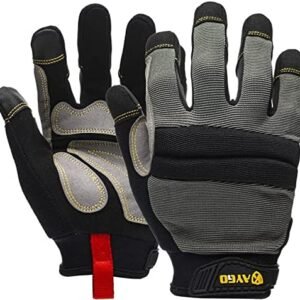 KAYGO Work Gloves For Men, KG125M Mechanic Utility Work Gloves for All Purpose, Excellent Grip, Heavy Duty, Improved Dexterity, Touch Screen, Large