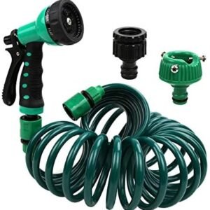 Garden Hose 25 ft EVA Spring Telephone Line Water Pipe Car Wash Garden Water Hose Set (25ft)