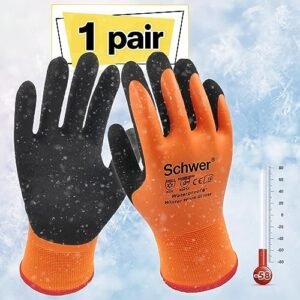 Schwer Waterproof Winter Work Gloves for Men, Orange, Size M