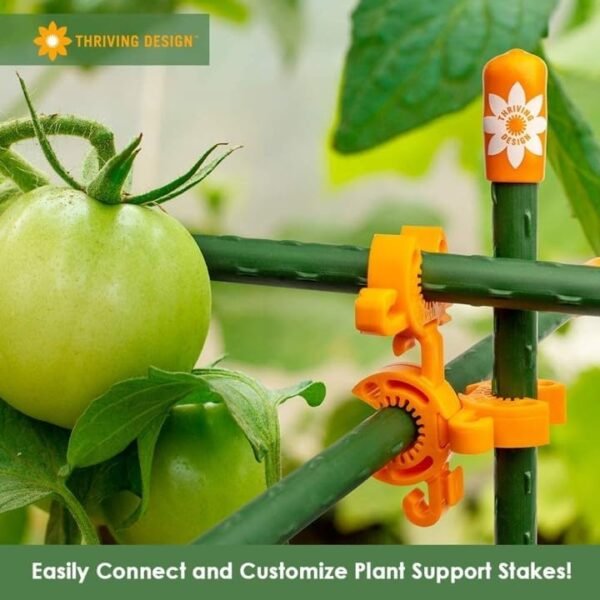5-Foot Plant Support Kit | All You Need to Build A Cage, Trellis, Fence, Or Any Combination of Shapes | Great for Tomatoes, Cucumbers, and More (Tangerine Orange) - Image 3