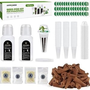 167pcs Seed Pod Kit Compatible with Aerogarden and All Brands for Indoor Garden Hydroponics Growing System with 40 Grow sponges, 40 Grow Baskets, 40 Covers, 40 Pod Labels, 6 A&B Plant Food
