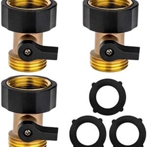 Heavy Duty Brass Shut Off Valve Garden Hose Connector，3PCS 3/4" Water Hose Single Shut Off Valve Garden Hose Connector