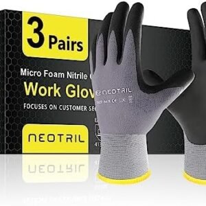 Safety Work Gloves MicroFoam Nitrile Coated-3/6/12/36 Pairs,Breathable Nylon Working Gloves for Men Women