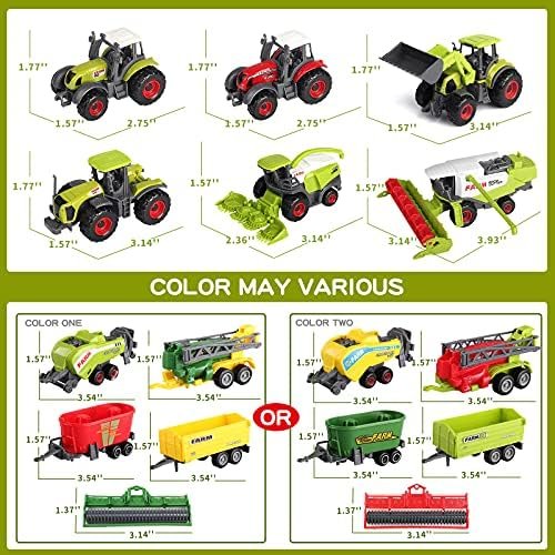 Oriate Farm Tractor Toys Vehicle with Farm Animals & Activity Play Mat, 38 Piece Educational Realistic Kid's DIY Farm Diecast Set, Including Sprayer, Harvester, Cow, Horse for Children's Birthday Gift - Image 3