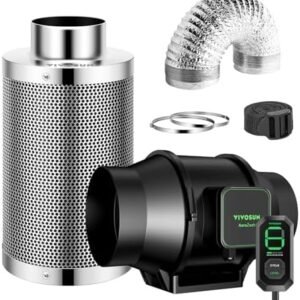 VIVOSUN Smart Air Filtration S6 Kit 6", AeroZesh S6 Inline Duct Fan with E12 Speed Controller, Carbon Filter & 8' Ducting, Cooling & Ventilation System for Grow Tents, Indoor Gardening, Hydroponics