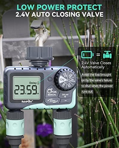 RAINPOINT Water Timer for Garden Hose - 2 Zone Sprinkler Timer with Rain Delay/Manual Watering/Automatic Irrigation Controller System - Water Hose Timer Programmable Faucet Timer for Yard Lawn - Image 5