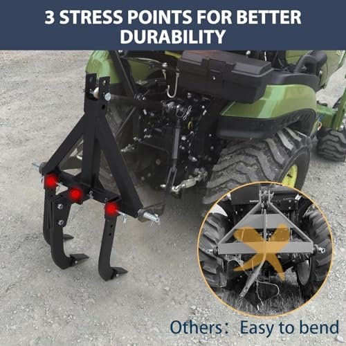 Middle Buster for CAT 0& 1, 3-Point Quick Hitch Tractors with 3 Adjustable & Replaceable Ripper Shanks, Upgraded Heavy Duty Steel Furrowing Plow - Image 6