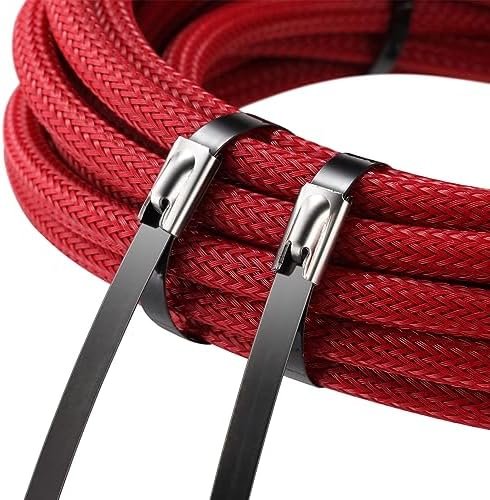 Black Metal Zip Ties Bulk, 500pcs 304 Stainless Steel Zip Ties, 11.8 Inch Heavy Duty Self-locking Cable Ties, Perfect for Farms, Machinery, Pipes, Vehicles, Roofs, Cables and Etc - Image 7