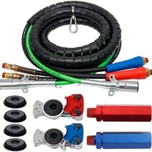 Semi Air Lines Kit, 15FT 3-in-1 Airline Hose for Truck ABS 7 Way Electrical Cable with Glad Hands Hex Gladhand Handles Grips for Tractor Trailer