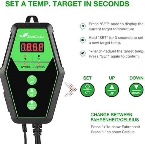 Seedfactor Digital Heat Mat Thermostat Controller for Seed Germination, Reptiles and Brewing Breeding Incubation Greenhouse, 40-108°F, 8.3A 1000W FCC-Certified, UL-Listed - Image 6