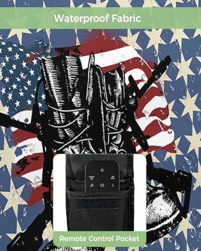 4th of July Outdoor TV Cover 32 Inch Veteran Soldier Boots TV Enclosure Independence Day American Flag TV Covers for Outside TV Display Screen Protector with Remote Control Pocket - Image 3