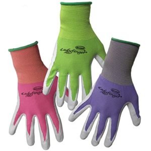 Boss LadyFinger Nitrile Palm Dipped Work Glove, Abrasion Resistant, Superior Grip, 1 Pair, Assorted Colors, Women's, X-Small (8438XS)