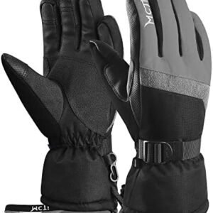 MCTi Ski Gloves,Winter Waterproof Snowboard Snow 3M Thinsulate Warm Touchscreen Cold Weather Women Gloves Wrist Leashes