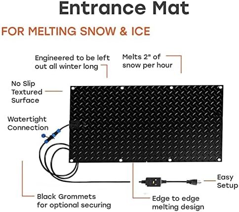 Winter Ice and Snow Melting Mat, Heated Outdoor Walkway Stair Snow Melting Pad, Melts 2 Inches o of Snow Per Hour, Anti-Slip Traction, Prevents Ice Accumulation-15ft*13in(457.2 * 33.02cm) - Image 3