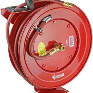 Lincoln 83753 Value Series Air and Water 50 Foot x 3/8 Inch Retractable Hose Reel, 1/4 Inch NPT Fitting, Slotted Mounting Base, 5-position Adjustable Outlet Arm