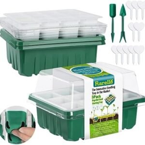 3 Pack Seed Starter Tray Kit, 36 Cells Reusable Silicone Bottoms Humidity Domes, Ideal For Indoor Garden
