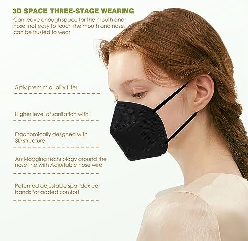 KN95 Face Masks Black Breathable Safety Respirator Cup Dust Disposable KN95 Mask For Adult - Image 3