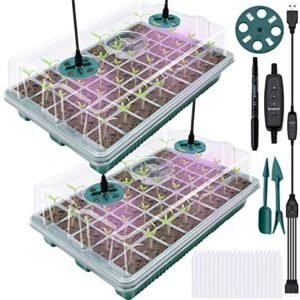 80 Cells Seed Starter Trays with Grow Light, Seed Starter Kit with Adjustable Brightness & Humidity for Indoor Seed Growing Starting, 78in Timing Controller