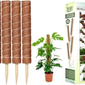 Moss Pole Pack of 4 | Garden Plant Support Tools | Indoor and Out Door use (4, Brown)