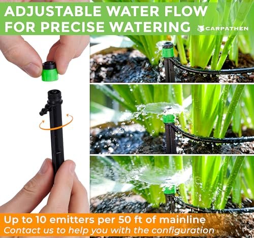 CARPATHEN 100 Drip Irrigation Emitters Vortex - Drip Irrigation Parts for Garden Drip Irrigation System - ¼" Irrigation Tubing Compatible - 360° Adjustable Fan Sprayer for Raised Beds, Potted Plants - Image 4