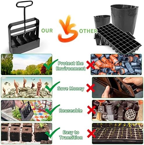 Mini Soil Blocker Manul 4 PCS 2 inch Soil Block Iron Maker with 3-in-1 Soil Tester for Home, Garden, Lawn, Farm, Indoor and Outdoor Use, Promote Plants Healthy Growth - Image 5