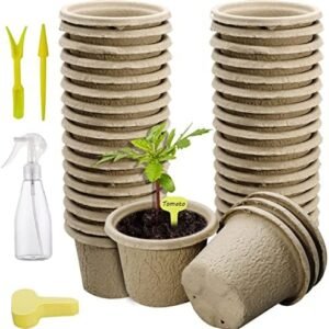 TCBWFY 4.5" Peat Pots for Seedlings Seed Starting Trays Pulp Plant Pots for Seedlings 30 Pack,Seed Starter Nursery Pots Seedling Pots for Vegetables Herbs Small Planting Pots